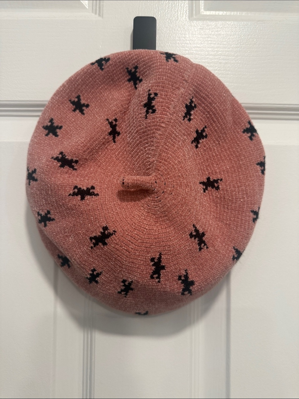 Dolls Kill Pink Beret with Black Star Motif